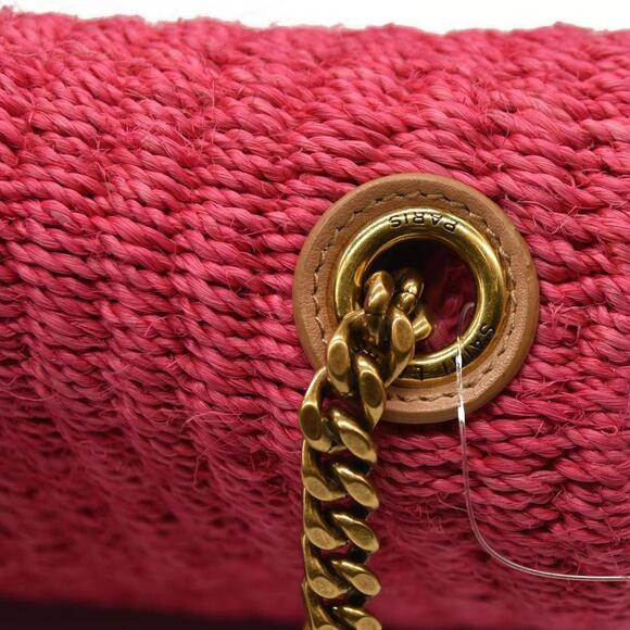 Saint Laurent ﻿Medium Kate Raffia Shoulder Bag Pink Glo - Picture 8 of 15